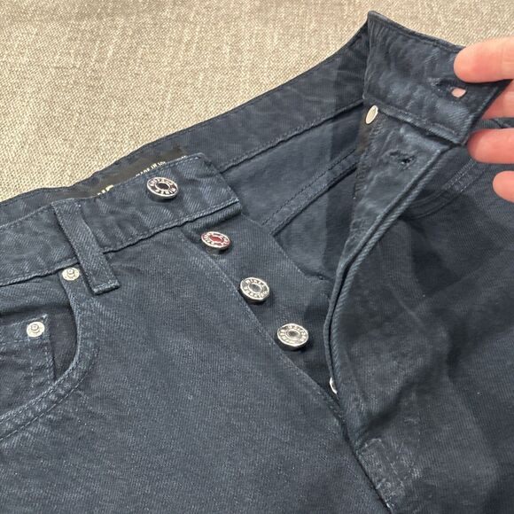 GRLFRND Jeans Women 25 The Karolina High Rise Straight Crop Button Fly Navy Blue - Picture 7 of 9